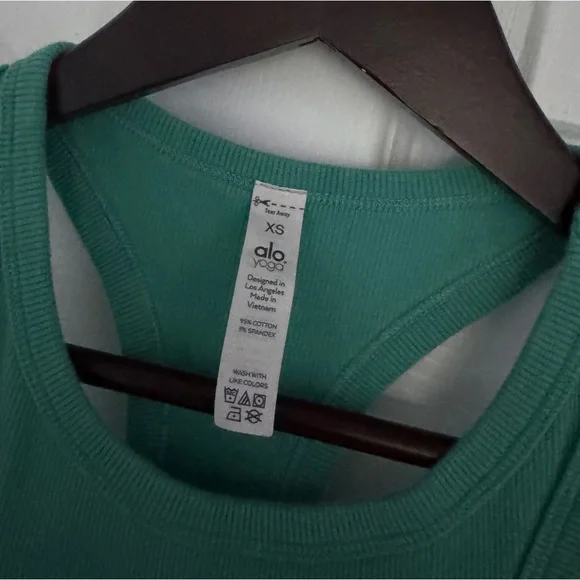 Alo Teal Ribbed Racerback Crop Tank - Picture 2 of 3